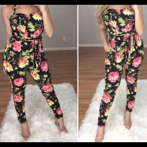 Halter floral jumpsuit